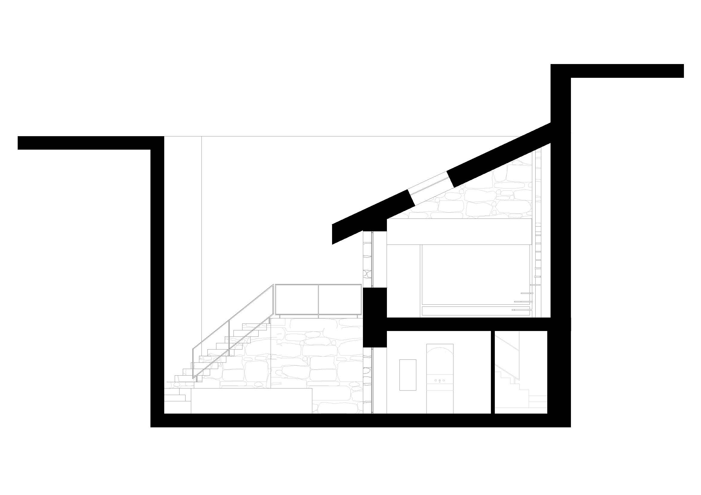 Diseño y plano arquitectónico, de una antigua Borda, de KLARQ donde la luz natural ilumina la vivienda con el patio como eje.